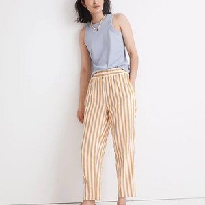 Madewell Tapered Huston Crop Pants Yellow White Stripe Womens XL Tall Li…